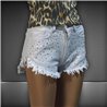 Mujer Short jean rigido desflecado frente estrass - BL