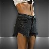 Mujer Short jean rigido desflecado frente estrass - BL