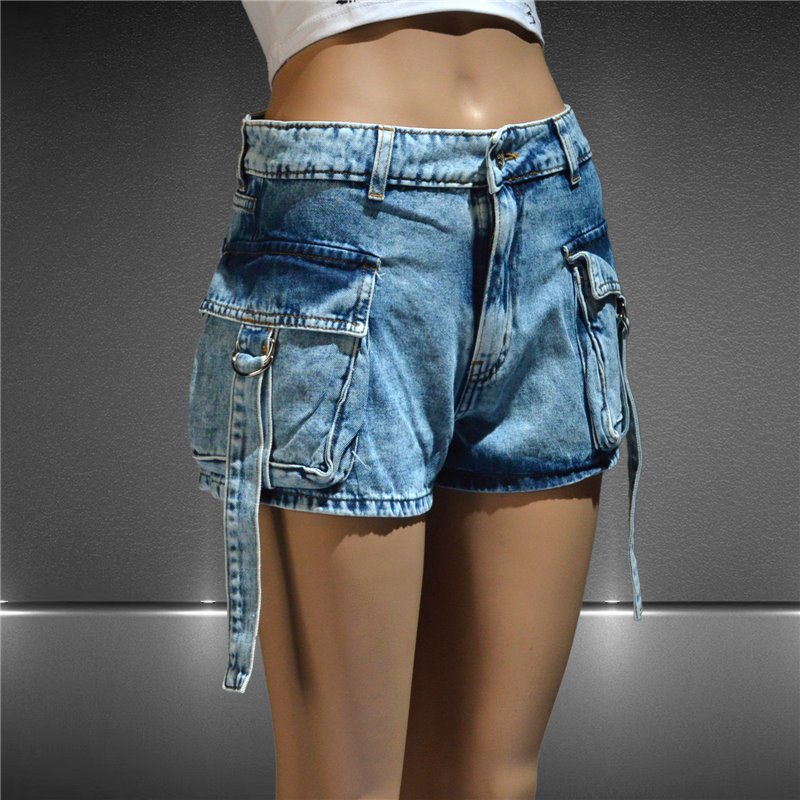 Mujer Short jean cargo tiro corto - BL