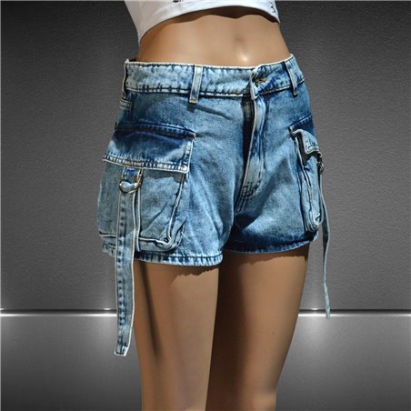 Mujer Short jean cargo tiro corto - BL