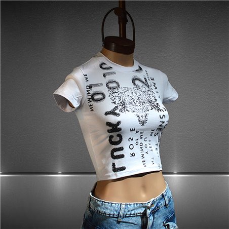 Mujer Remera algodon corta estampa LUCKY - STR