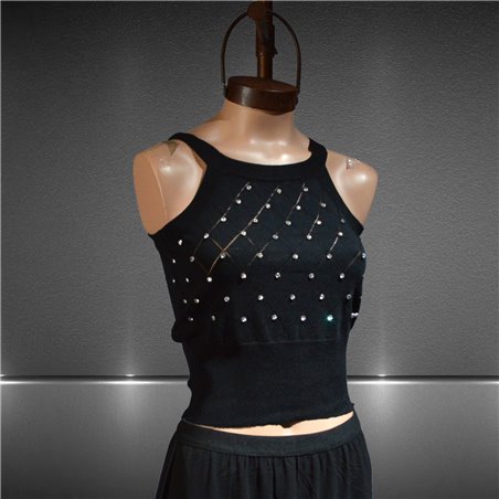 Mujer Musculosa tejida frente tachas estrass - LOG