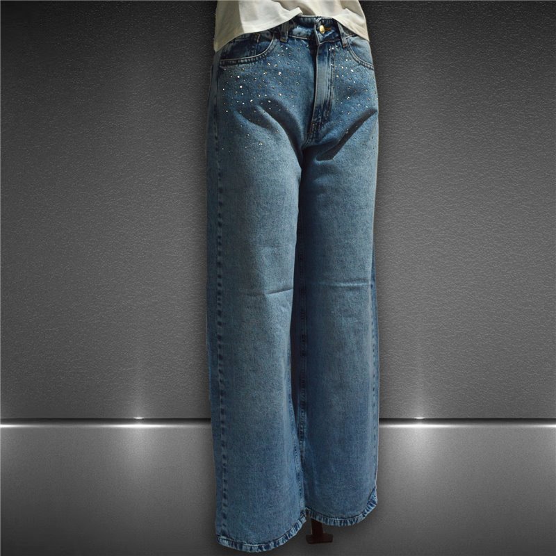 Mujer Pantalon jean wire leg brillos en bolsillos - BL