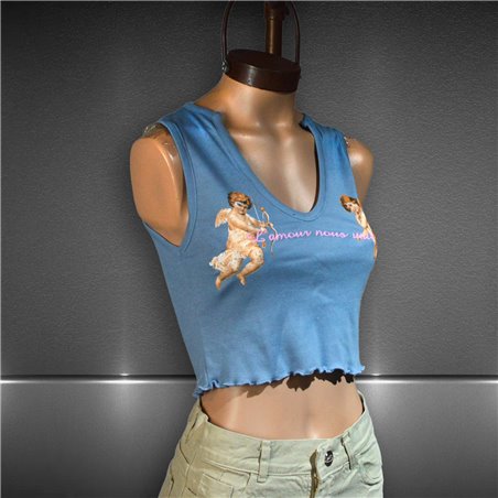 Mujer Musculosa algodon corta estampa LAMOUR NOUS UNIT - HO