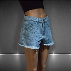 Mujer short jean desflecado brillo negro