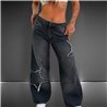 Mujer Pantalon jean wire-leg apliques estrellas desflecadas - EM