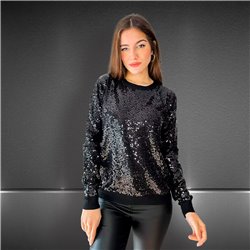 Mujer Sweater bremer frente bordado lentejuelas cuello redondo - FRA