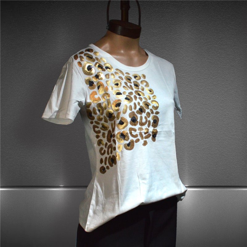 Mujer Remera algodon bordado lentejuelas print - FRA