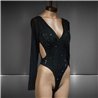 Mujer Body lycra mangas largas taza soft frente estrass - G