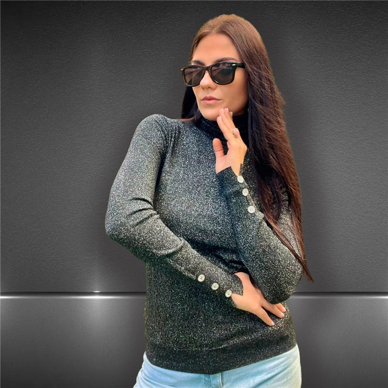 Mujer Polera tejida lurex botones en mangas - FRA