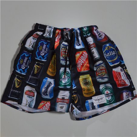 Hombre short de baño estampa latas de cerveza
