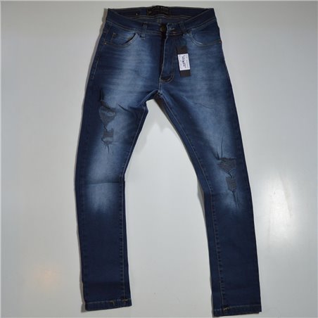Hombre pantalon jean elastizado localizado con rotura