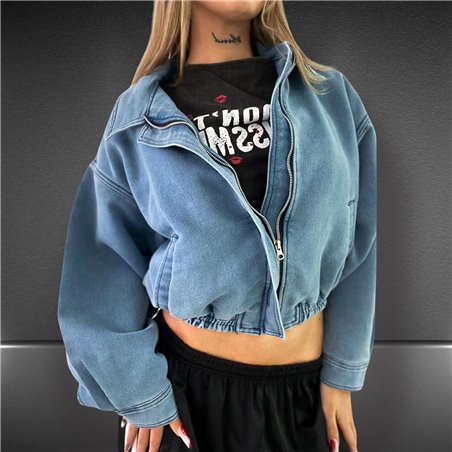 Mujer Campera rustico tipo jean corderito frente cierre - EM