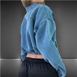 Mujer Campera rustico tipo jean corderito frente cierre - EM