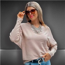 Mujer Sweater bremer amplio guipur en espalda brillo - FRA