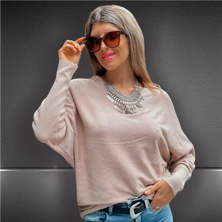 Mujer Sweater bremer amplio guipur en espalda brillo - FRA