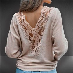 Mujer Sweater bremer amplio guipur en espalda brillo - FRA