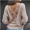 Mujer Sweater bremer amplio guipur en espalda brillo - FRA