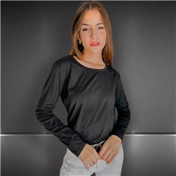 Mujer Remera algodon mangas largas espalda guipur - FRA