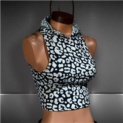 Mujer Musculosa modal gamuzado print corta capucha - WI