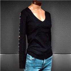 Mujer sweater bremer elastizado aberturas en mangas estrass