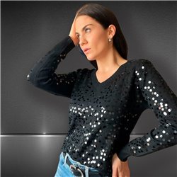 Mujer Sweater bremer lentejuelas bordadas al tono -FRA