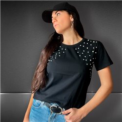 Mujer Remera algodon frente estrass - FRA