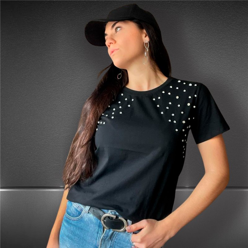 Mujer Remera algodon frente estrass - FRA