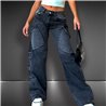 Mujer Pantalon jean wide leg cargo desflecado - EMB