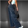 Mujer Pantalon jean wide leg cargo desflecado - EMB