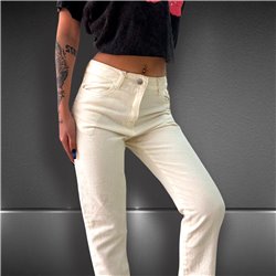 Mujer Pantalon jean mom rigido ruedo desflecado - EM