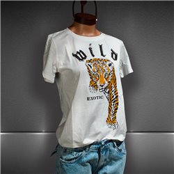 Mujer remera algodon lycra estampa TIGRE  BRILLO MILO - FRA