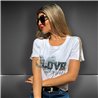 Mujer remera algodon mangas red estampa CORAZON LOVE BRILLO - FRA