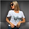 Mujer remera algodon mangas red estampa CORAZON LOVE BRILLO - FRA