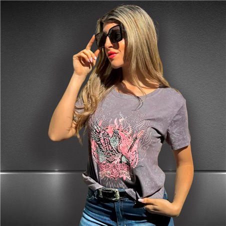 Mujer remera lame aguila fuego brillos FREE SPIRIT - FRA