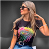 Mujer Remera algodon lycra estampa OJO brillo estrass - FRA