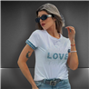 Mujer Remera algodon lycra estampa LOVE BRILLO mangas aplique - FRA