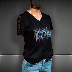 Mujer Remera algodon lycra estampa PARIS brillo - FRA