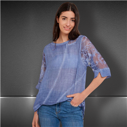 Mujer Camisola lino mangas tull - FRA