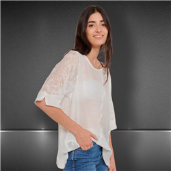 Mujer Camisola lino mangas tull - FRA