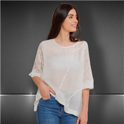 Mujer Camisola lino mangas tull - FRA