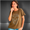 Mujer Remera algodon lycra estampa calavera tachas estrellas - FRA