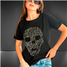 Mujer Remera algodon lycra estampa calavera tachas estrellas - FRA