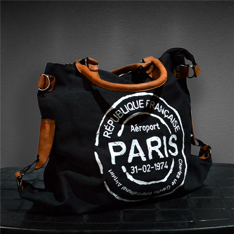 Bolso lona doble manija estampa PARIS