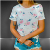 Mujer Remera algodon engomada estampa flores fucsias - FRA