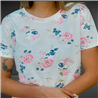 Mujer Remera algodon engomada estampa flores fucsias - FRA