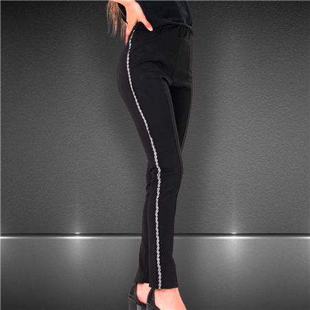 Mujer Pantalon creep elastizado brillos laterales - FRA