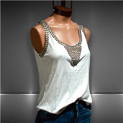 Mujer Musculosa modal cuello mangas tachas - FRA