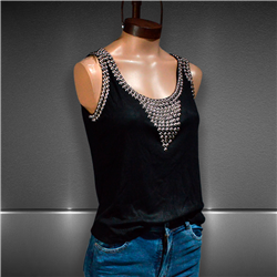 Mujer Musculosa modal cuello mangas tachas - FRA