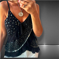 Mujer Musculosa gasa frente bordado canutillos lentejuelas - FRA